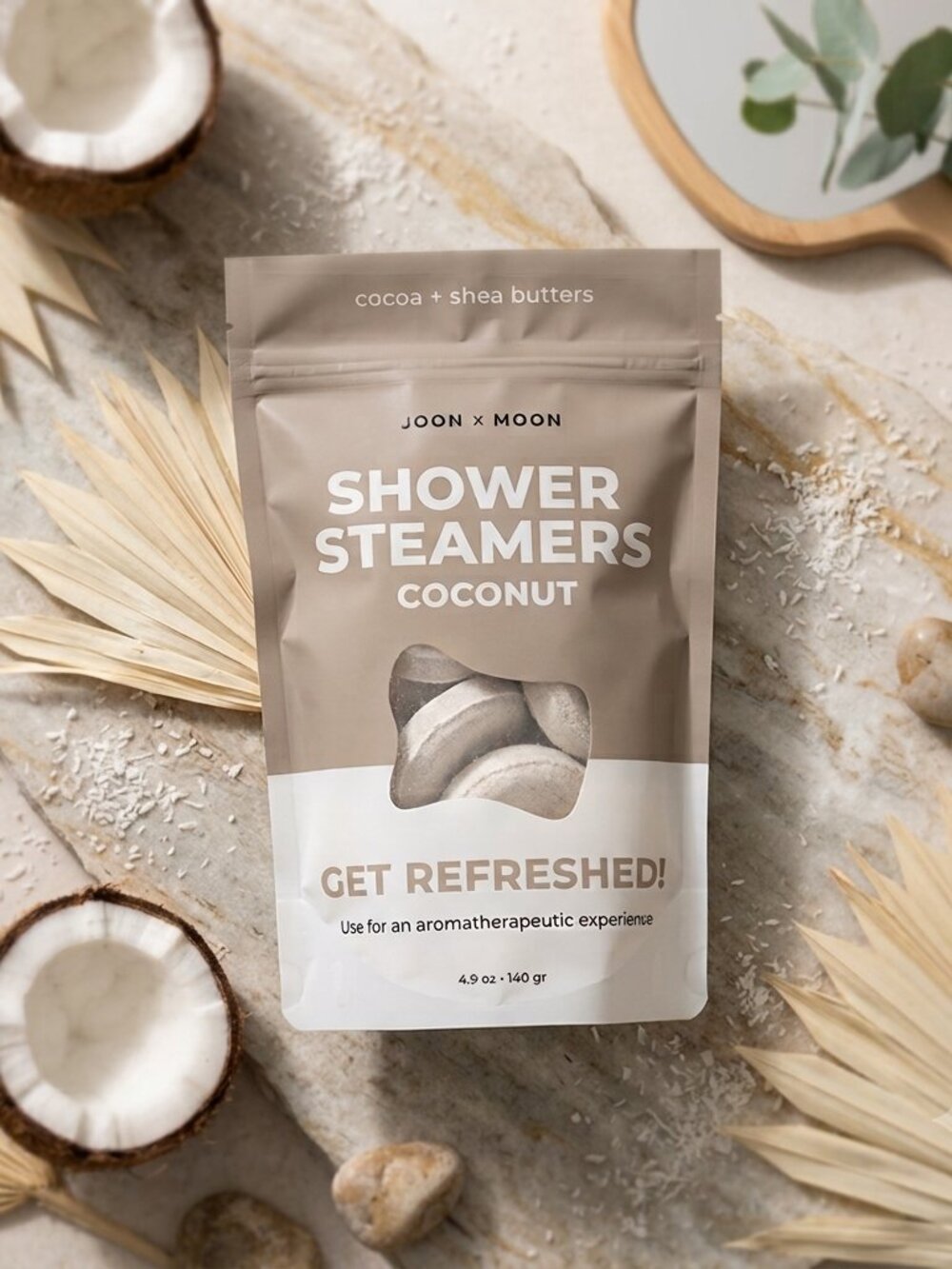 Joon x Moon Coconut Shower Steamers Cocoa + Shea Butters 7 Tablets 4.9 oz New
